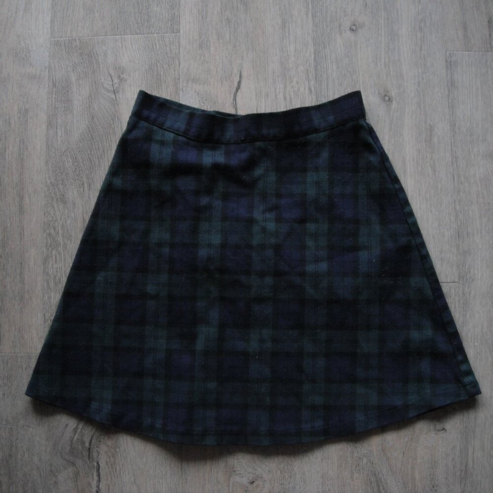 Brandy Melville Women's Blue Green Preppy Mini Plaid Skirt
